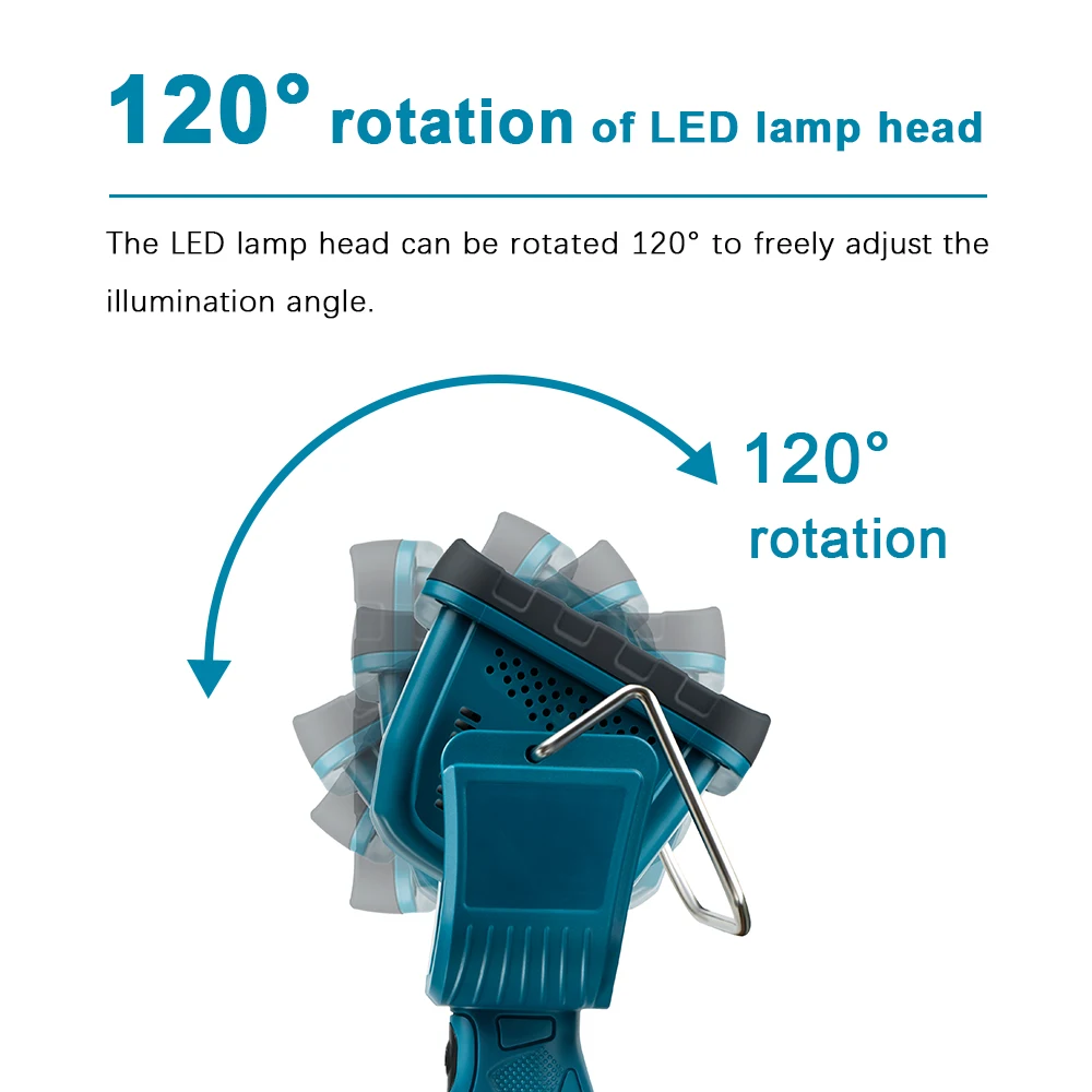 손전등 LED 작업 빛 14/18V 배터리 휴대용 야외 스포트 라이트 캠핑 투광 SOS 램프 BL1830 외부 플러그