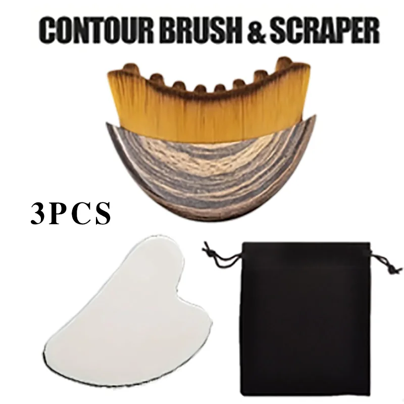 

3-х предметная контурная кисть, набор скребковых досок, женская лимфатическая контурная щетка для лица, скребковая доска из нержавеющей стали