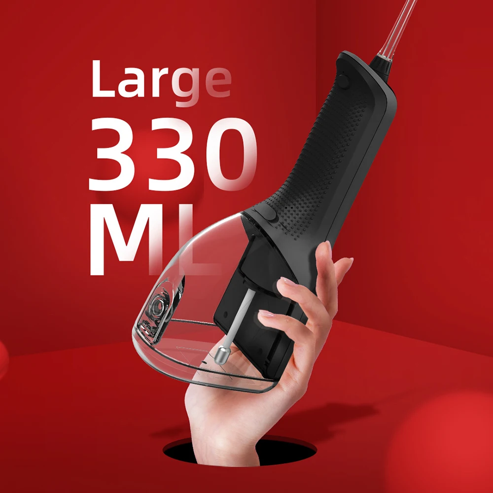 

Powerful 330ML Water Dental Flosser Portable Oral Irrigator with 5 Pressure Modes 4 Replaceable Jet Tips for Home Travel Use