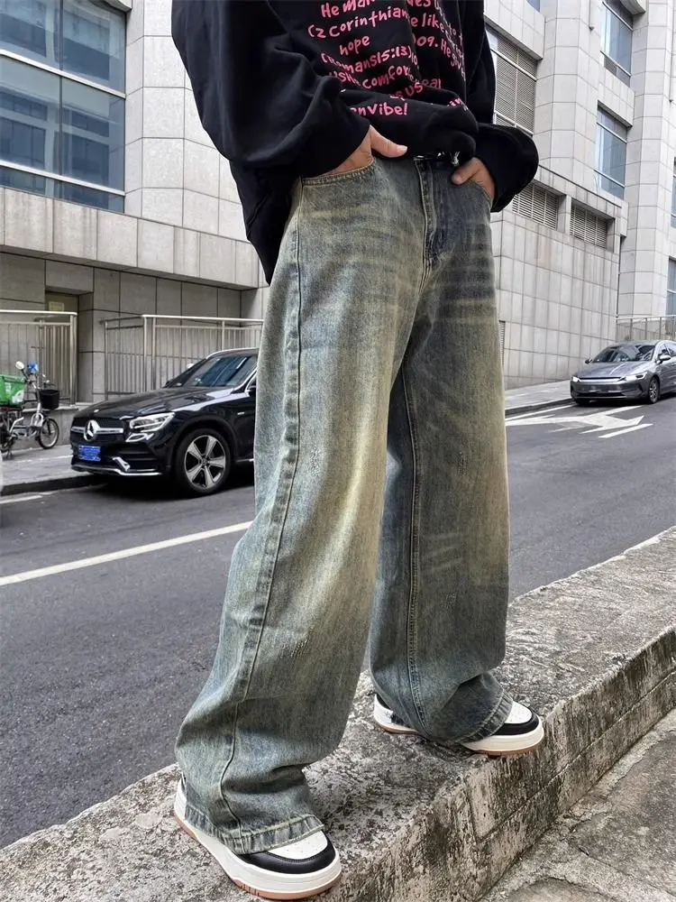 

Men's Baggy Jeans Y2K Vintage Wide Leg Denim Pants Hip Hop Extra Loose Skater Jeans Streetwear