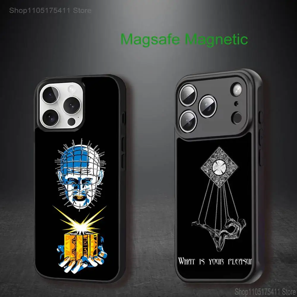 

P-Pinhead H-Hellraiser Cool Phone Case For iPhone17,16,15,14,13,12,11,Pro,Max,Plus,Mini,SE4,E Magnetic Magsafe Wireless Charging
