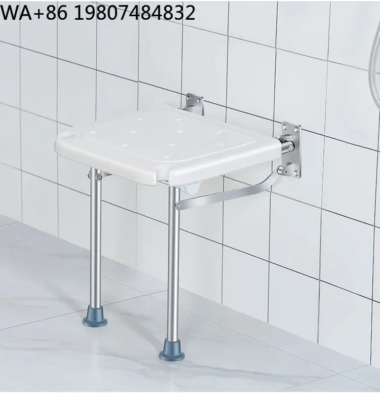 Lightweight Aluminum Foldable Wall Mount Shower Bench Heavy Load Portable Bath Stool Anti Slip Stable Frame For Elderly Pregnant
