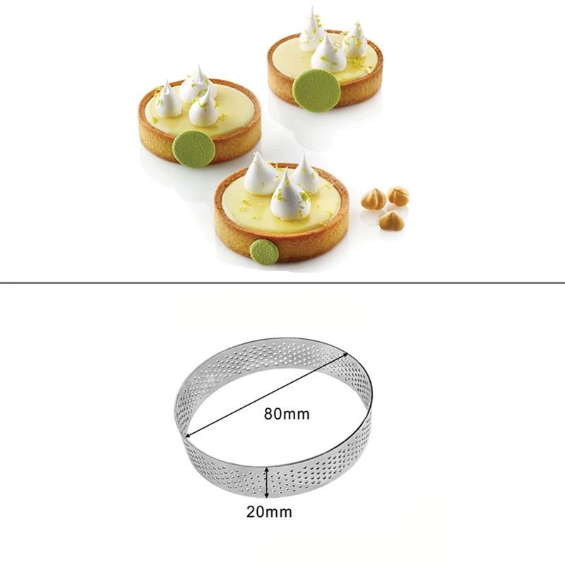 2/4/10/20PCS Stainless Steel Tart Ring Love Circle Square Oval Tower Ring 304 Punched Tower Ring Dessert Tower Cake Mousse Ring