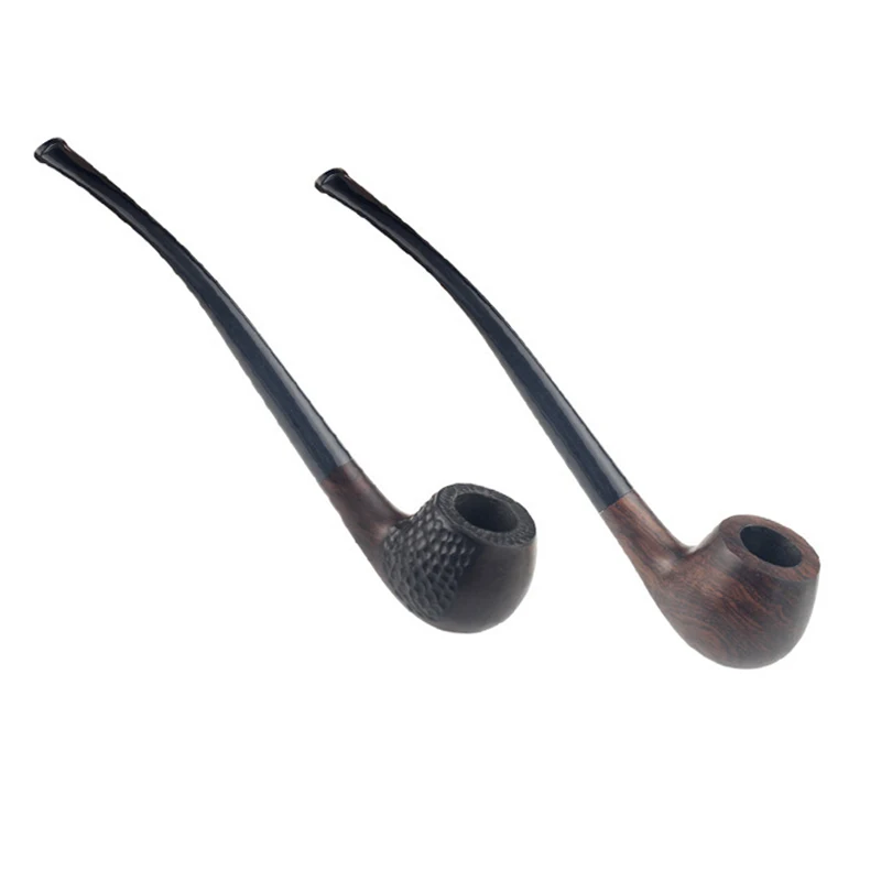 

1pcs Ebony Reading Pipe Long Tobacco Pipe With 3mm Metal Filter Classic Solid Wood Smoking Pipe Gift for Men