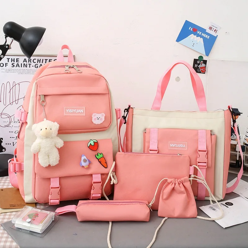 Tas Sekolah Anak Perempuan Santai Baru Kelas 4-6 Ransel Bahu Siswa SMP Kapasitas Besar Ringan Tahan Air Hadiah Anak-anak Mochilas