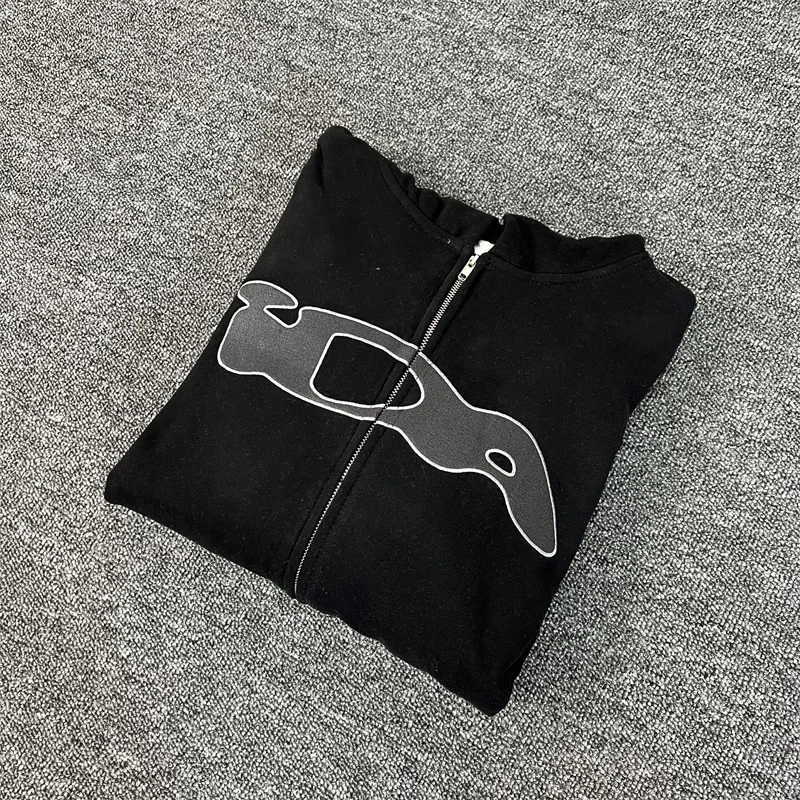 

Oversized Ida.sply Black Hoodies Men Women 1:1 High Quality Towel Embroidery Patch IDA Zipper Sweatshirts