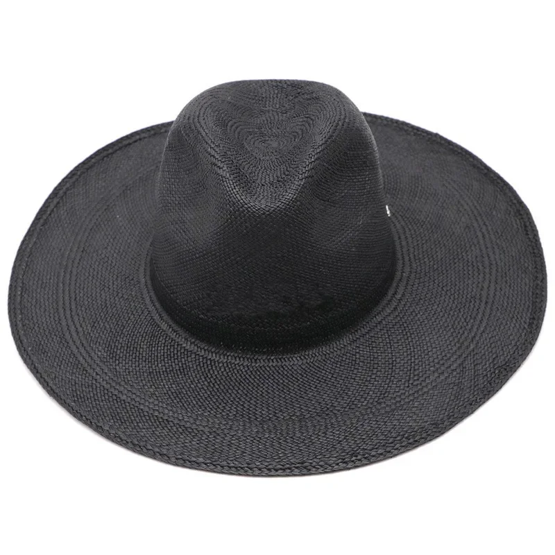 men women black Wide Brim beach natural grass toquilla straw hat panama Sun Protection summer straw fedora hat wholesale