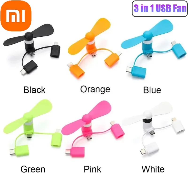 

Портативный мини-вентилятор Xiaomi для сотового телефона 3 в 1, охлаждающий кулер для Android Type-C Micro USB C для IPad IPhone 16 5 6S 7 Plus 8 X XS