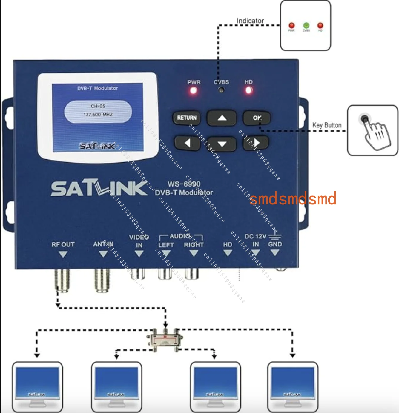 

WS-6990 1 Route DVB-T Modulator AV+ HDMI COFDM Modulation, MPEG-4 AVC/H.264 DVB-C ISDB-T Modulator