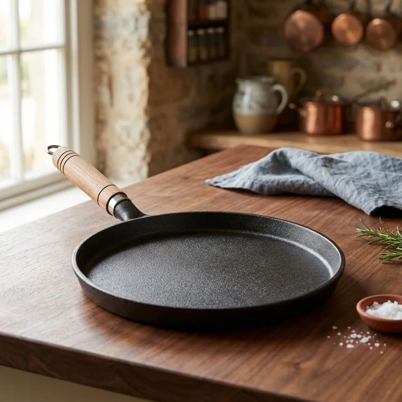 20/23/26cm Cast Iron Crepe Pan, Uncoated Natural Nonstick Frying Pan for Eggs Pancakes Steak, Gas Induction Kitchen Cookware