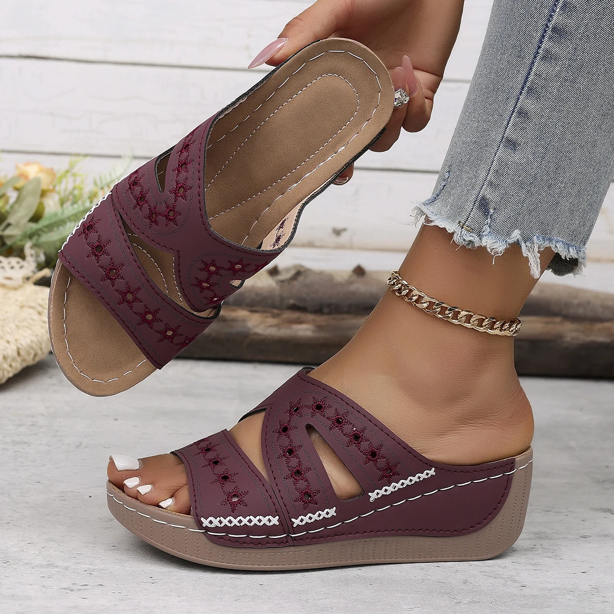 Trend Women Wedge Slippers Premium Orthopedic Sandals Open Toe Vintage Slippers Casual Platform Shoes Female Summer Slides Women