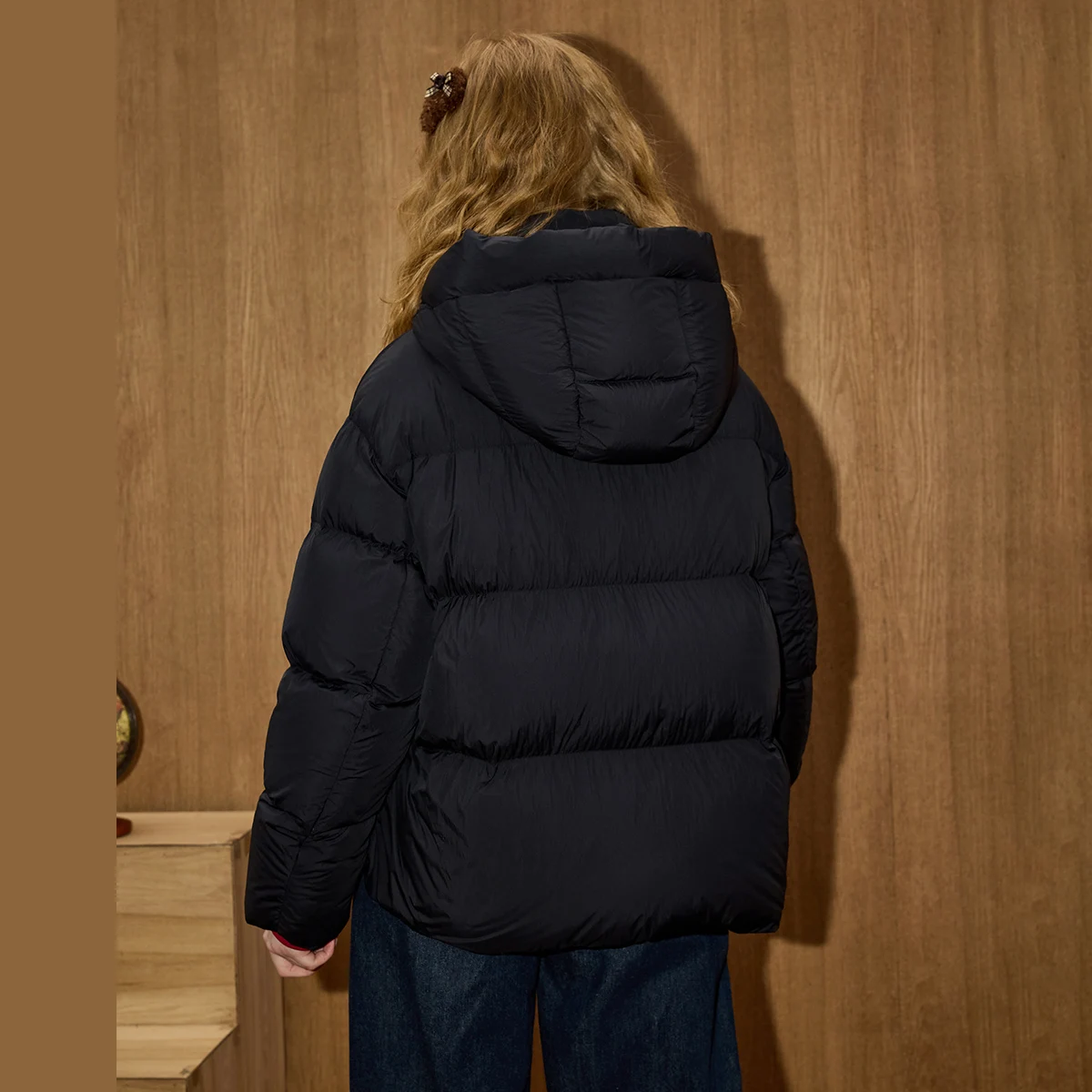 2025 الشتاء المرأة 90% أسفل ملء مقنعين سترة منفوخة الحد الأدنى كبيرة الحجم معطف طويل دافئ فضفاض صالح سترة عادية شيك الشارع الشهير