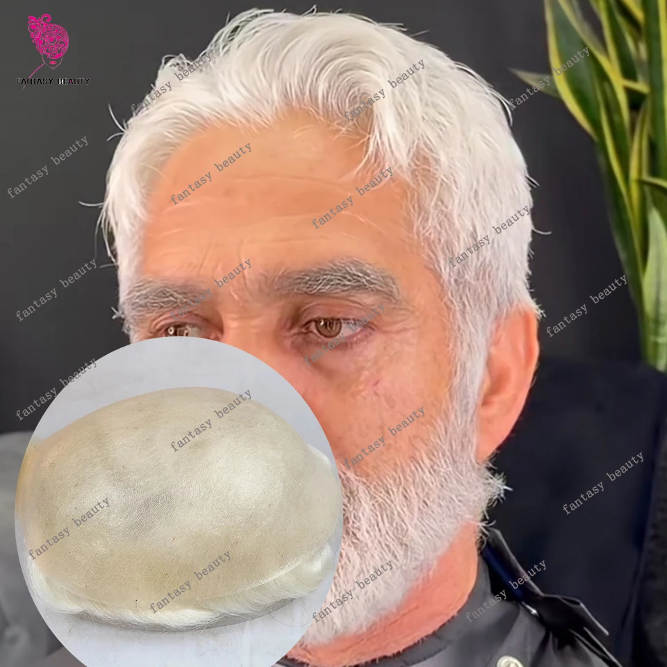 

Необнаружимая натуральная линия волос 0,04 мм, ультратонкая, 60р. # 1b40 1B80 Серый Мужской Парик Платиновый Блондин Парик Человеческих Волос Микрокожа ПУ Единицы