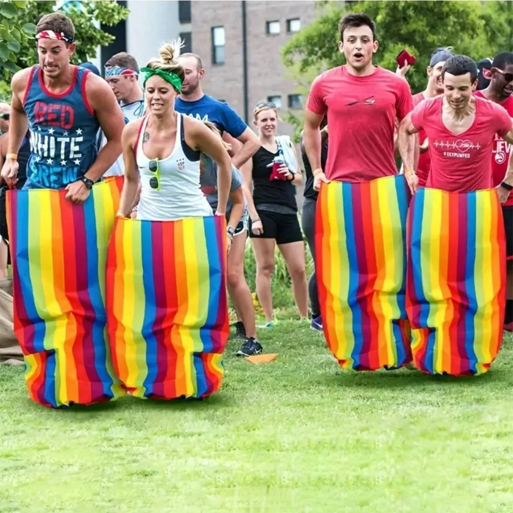 1PC Potato Sack Race Bag Colorful Kangaroo Jumping Bag for Outdoor Games Birthday Carnival Family Party Game Supplies