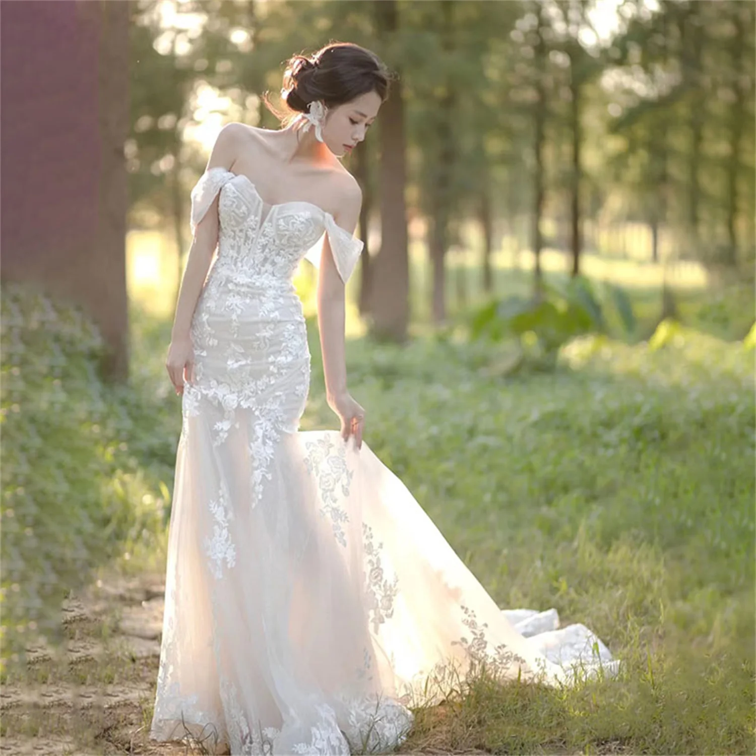 Lace Bespoke Wedding Dress for Bride Fish Tail Gala Dresses Woman Weeding Dress Women2023 Bepeithy Official Store Bridal 2023