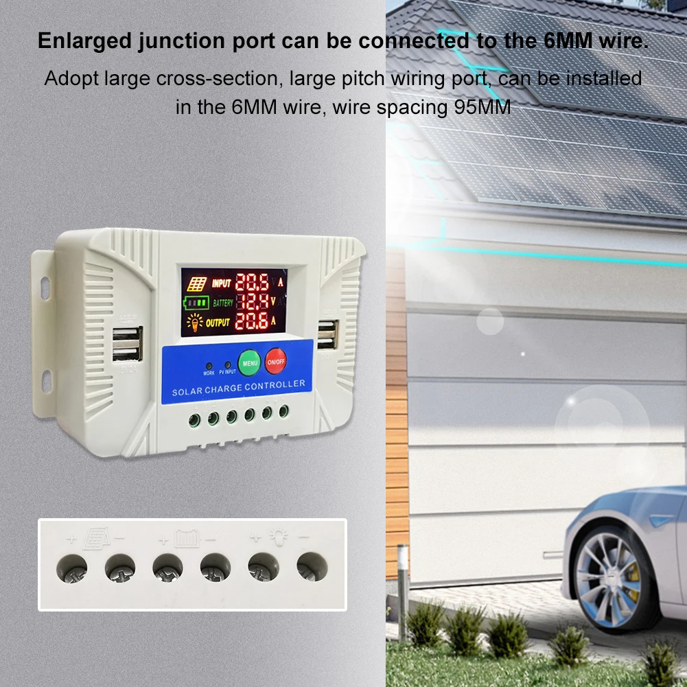 12V 24V Solar Charge Controller Solar Panel Controller Lithium Battery Charge Controller for Home and Outdoor Energy Solution