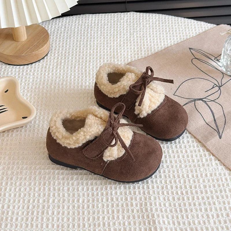 

2025 Children Casual Short Snow Shoes for Girls Winter New Fashion Korean Style Soft Bottom Anti-slippery Versatile Warm Shoes