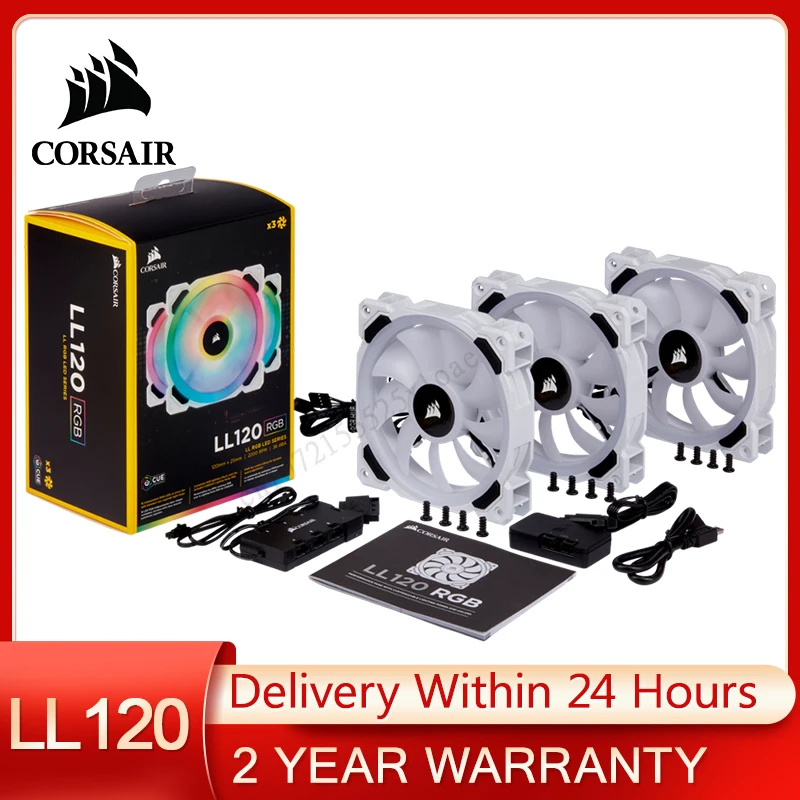 Corsair LL Series LL120 RGB 120mm RGB LED Fan Triple Pack with Lighting Node PRO- White Lighting Node PRO Included