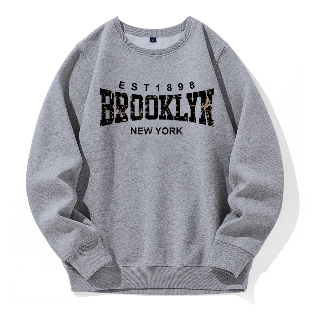 Brooklyn Est 1898 New York Printing Man Hooded Sports Street Sweatshirt Casual Basic All Match Hoodies Original Vintage Hoody