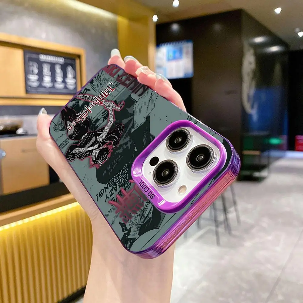 Чехол для телефона Jujutsu Kaisen Maki Zenin для iPhone 17, 16, 15, 14, 13, 12, 11 X XR XS 8 7 Pro Max Plus, полупрозрачный фиолетовый чехол, роскошный