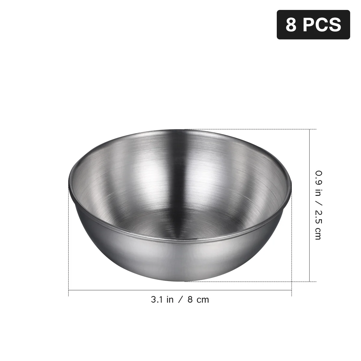 

8pcs Stainless Steel Sauce Dishes Round Seasoning Bowls For Dipping Sauces Dessert Appetizers Food Serving Plates Kitchen