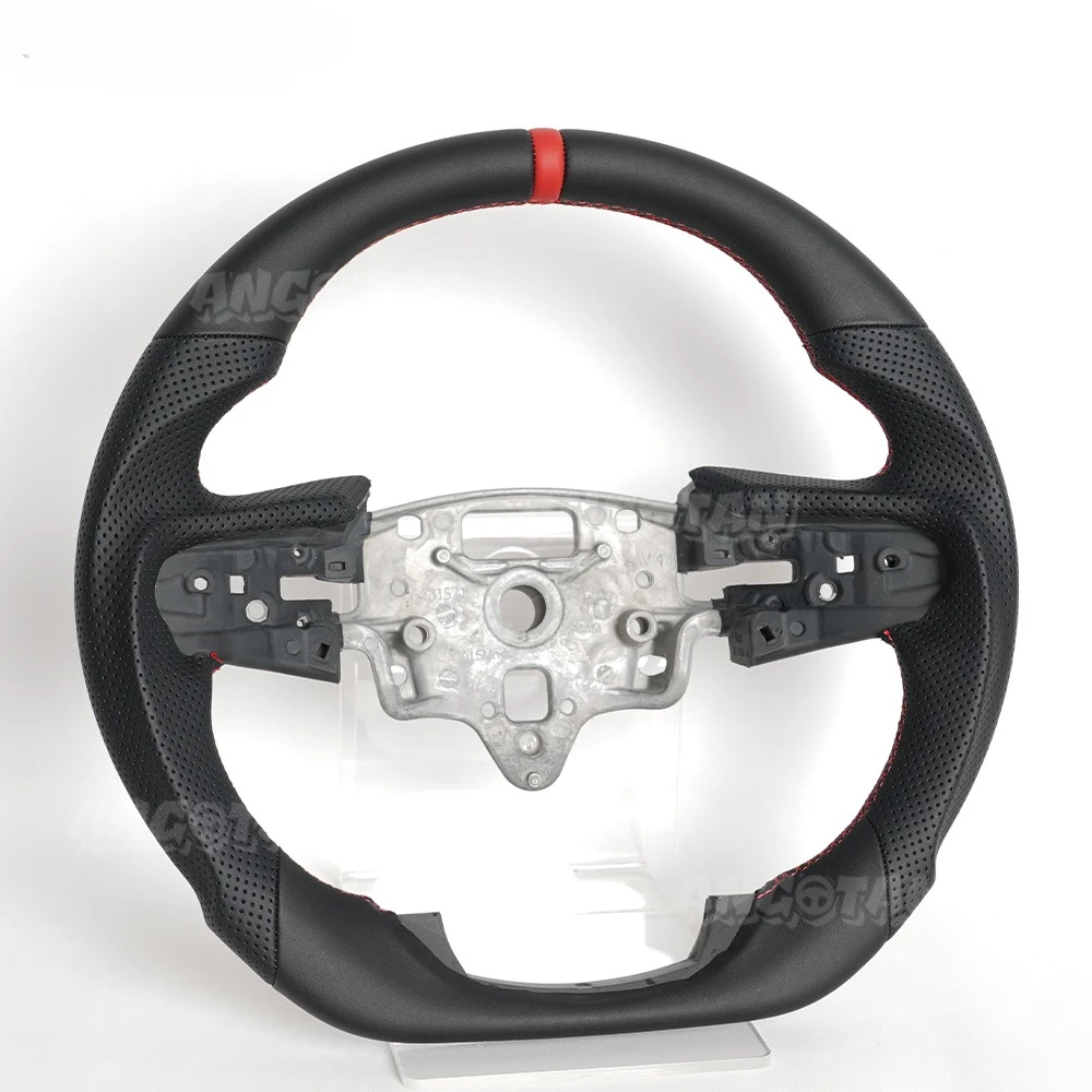 

Кожаный руль с красной строчкой без отверстий под подрулевые лепестки для GMC SIERRA 1500/2500/3500 2020-2021 с подогревом, автомобильные аксессуары