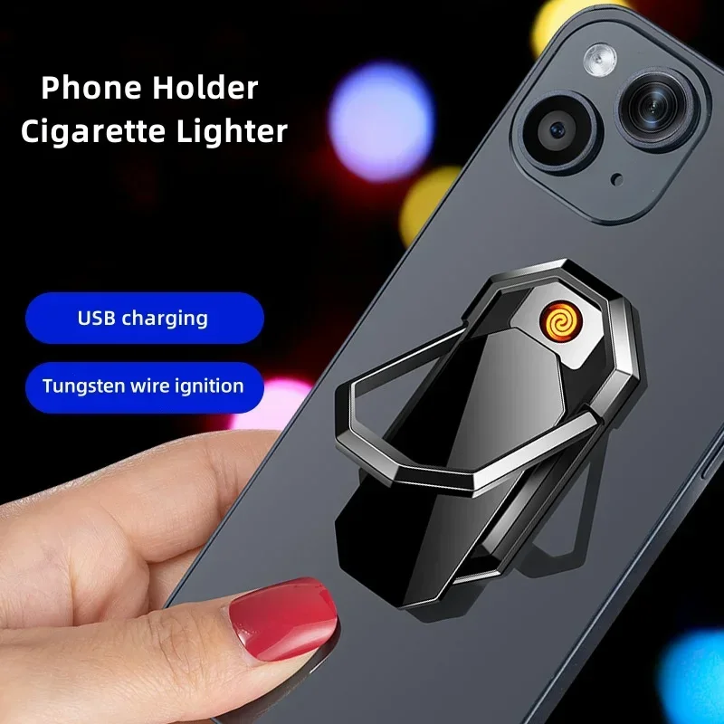 New USB Tungsten Cigarette Lighter Metal Portable Phone Holder Cigarette Lighter Creative Charging Cigarette Lighter