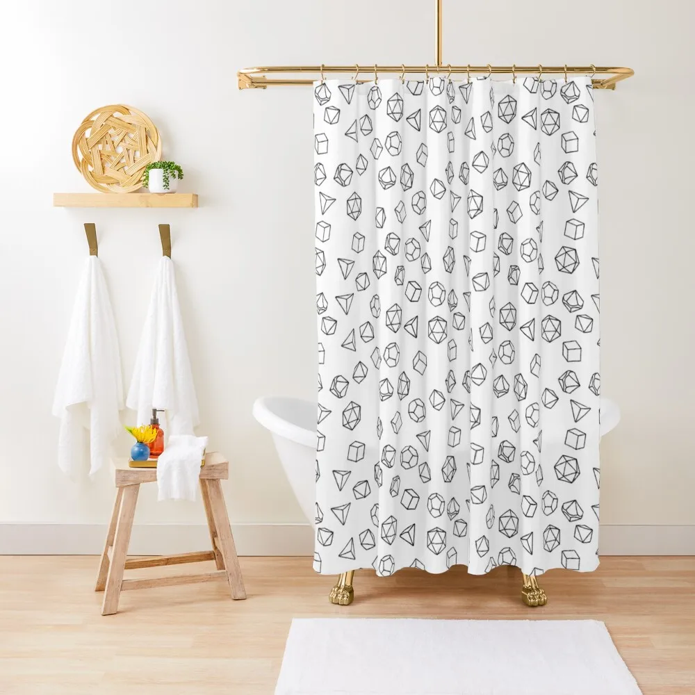 

DnD Dice Black on White Pattern Shower Curtain Anti-Mold Waterproof Shower Bathroom Fabric Curtain
