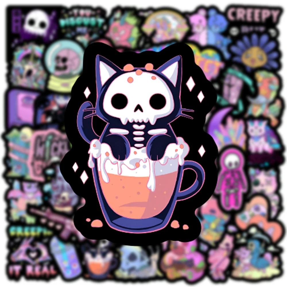 10/30/50pcs Cute Dark Horror Gothic Pink Cartoon Stickers Aesthetic Decal Laptop Luggage Car Motorcycle Skateboard Cool Sticker