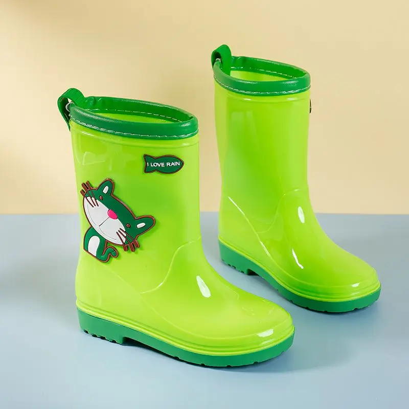 أحذية المطر للأطفال مقاومة للماء ومضادة للانزلاق أحذية الأطفال بطباعة كرتونية ملابس ضد المطر لمنتصف الساق للأولاد والبنات أحذية خفيفة الوزن للأطفال الصغار #3