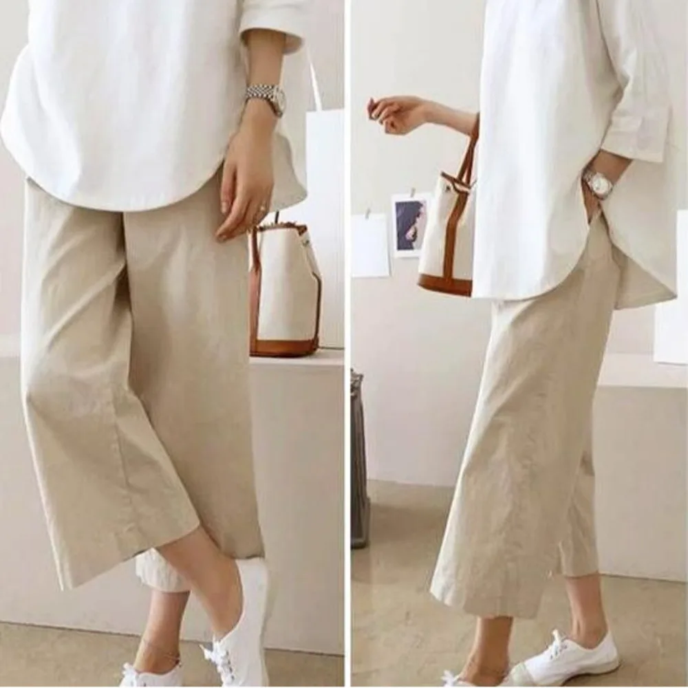 2026 New Women's Wide-leg Pants.. For Summer, New Cotton-lines Ins Pants.., Loose-fit Lines Pants.. For Students, Random Wear