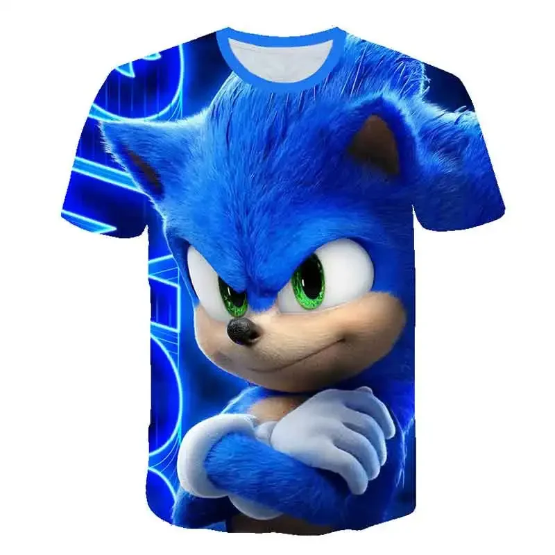 New Yellow Sonic T shirt Kids Clothes Boys Cartoon Game Super Sonic Boys Clothes Men Women T-shirt Summer Clothes For Girls