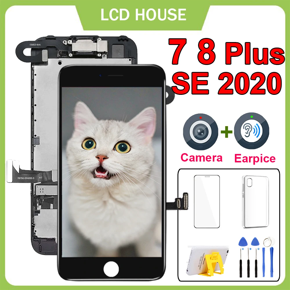 For iPhone 7 8 Plus SE 2020 SE2 7P 8P LCD Display Full Set Screen Replacement Kit Touch Digitizer Complete Assembly+Front Camera