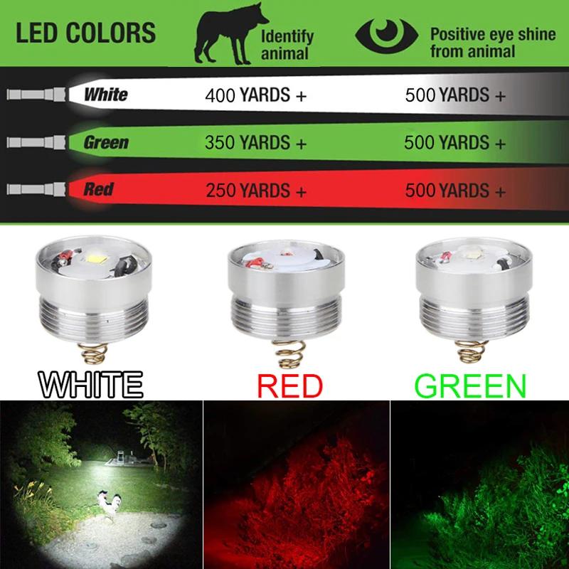 Imagem -05 - Jardas Red & Green & White Led Caça Lanterna Escopo Rifle Tático Monte Predador Tocha para Coyote Hog Varmint Scout Luz 400