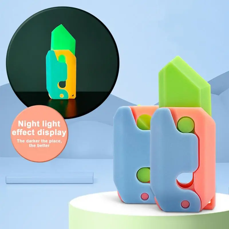 3D Carrot Gr&avity Knife Fidget Toys 3D Printing Plastic Carrot Knife Children De compression Push Card Funny New Toy dropship