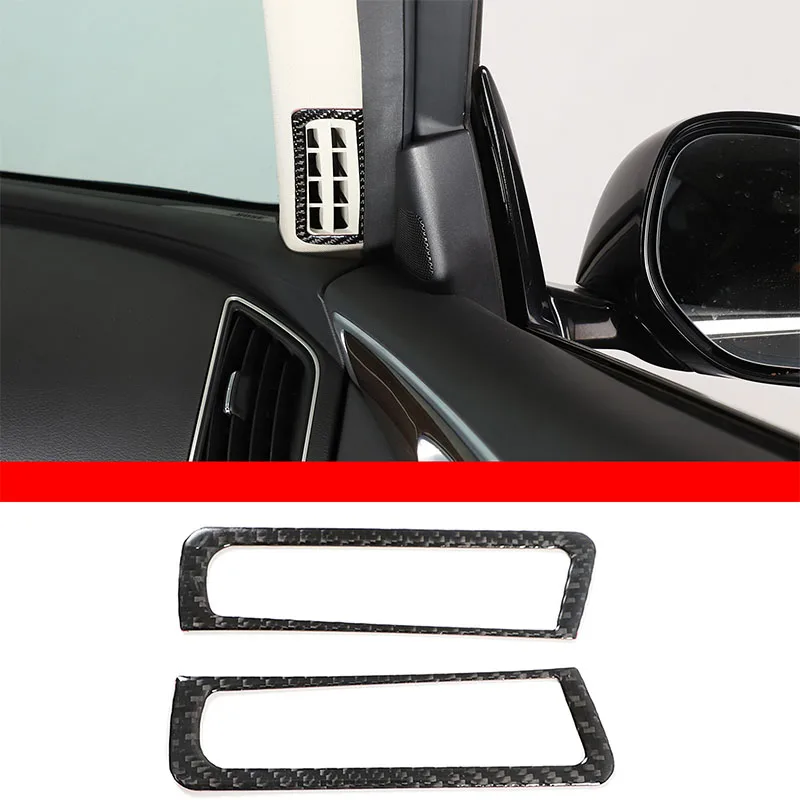 

For Infiniti Q50 Q50L 2015-2022 Car A-pillar Air Outlet Decorative Frame Sticker Soft Carbon Fiber Interior Accessories 2 Pcs