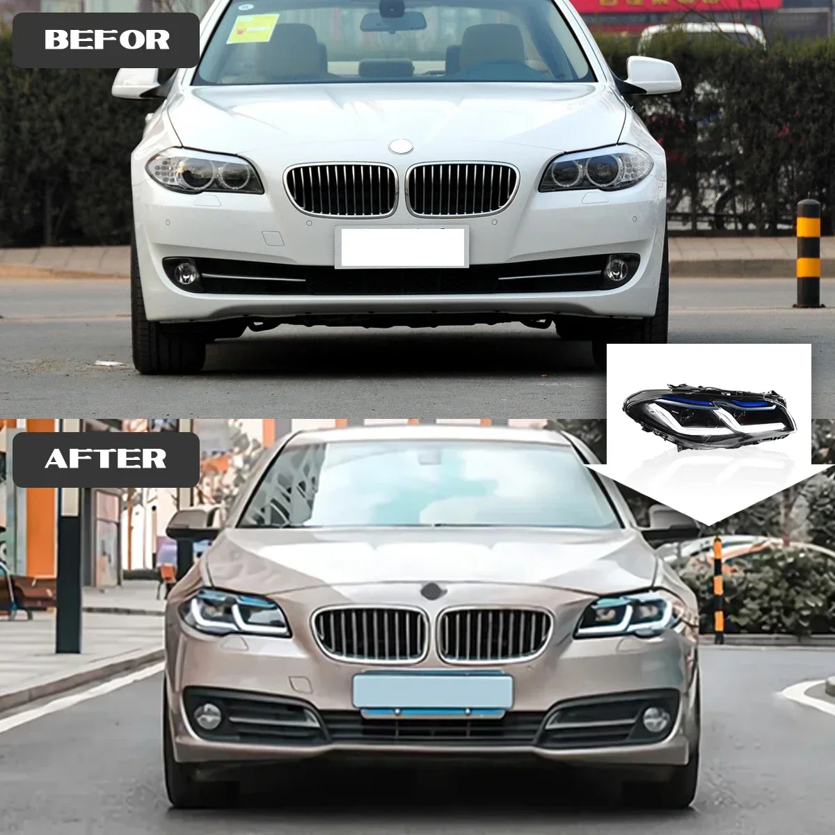 Auto Accessories Car For BMW 5 Series F10 F18 Headlights 2011-2017 Upgrade Modified New DRL Dynamic Turn Signal LED Headlight