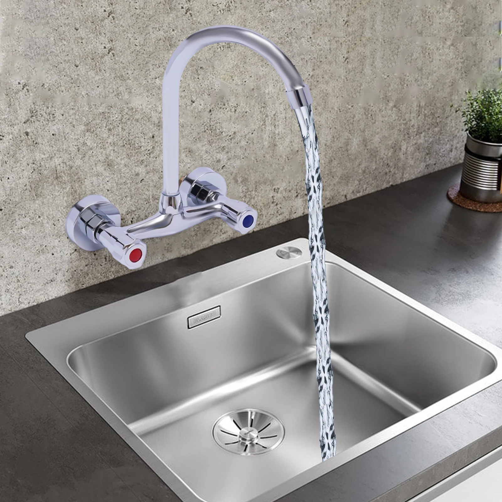 Elegant Silver Kitchen Faucet Ceramic Spool for Bathrooms, Kitchens