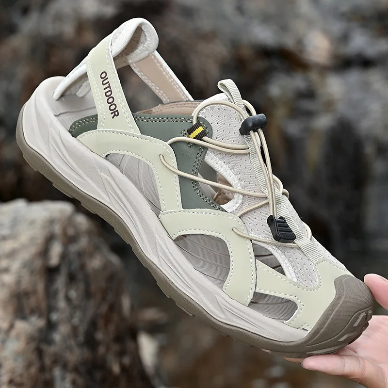 Summer Men's Outdoor Sandals Non-Slip and Wear-resistant Soft Pleatform Chunky Beach Sandals Breathable Casual Shoes For Men