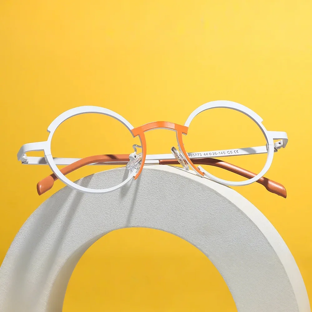 

Оправы для очков FYTOO из титана, ультралегкие, 13,2 г, двухцветные, круглые, с полной оправой, для повседневной носки и модного образа, H85773-C5