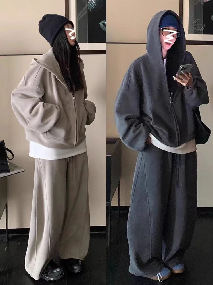 

Oversize Lazy Sle Fce Hoodie Set Casual Loose Comfortable Two-Piece Suit for Men And Women Long Sve ort Pants