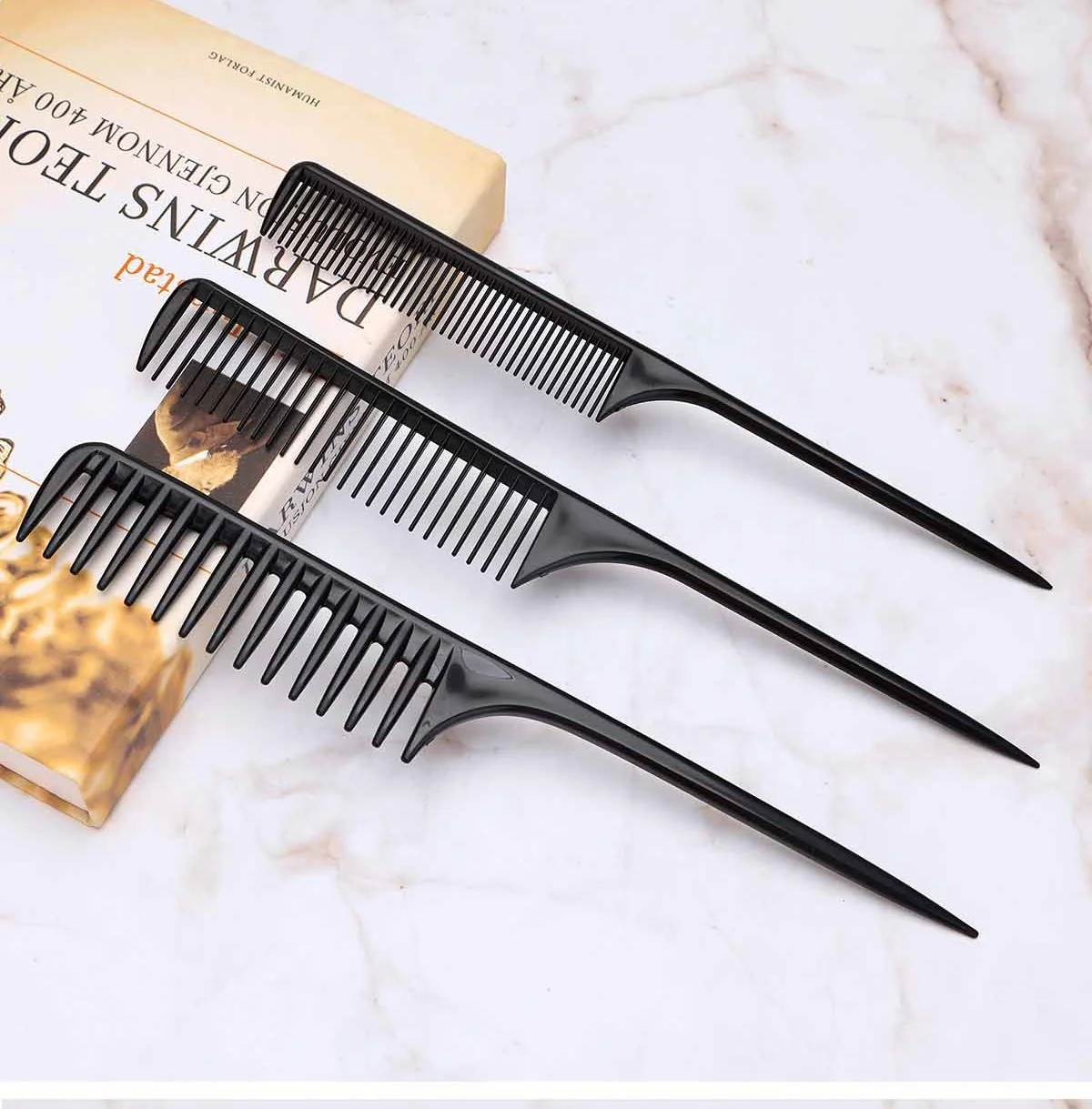 Professioneller Friseurkamm, Haarschmuck, Bürste, spitzer Schwanzkamm für Perückengeflecht, Haarfärbemittel und Highlights, Haar-Styling-Geräte – Detail 8