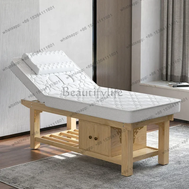 Factory Direct Sales Wooden Beautify Massage Beds Modern Knead Physiotherapy Ear Cleaning Massage Tables Lash Salon Furniture Le
