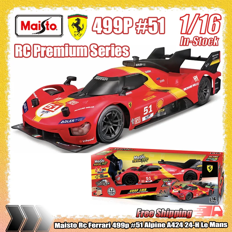 

Новый в наличии Maisto 1:16 Rc Ferrari 499p # 51 Alpine A424 24H Le Mans 2,4 ГГц Модели автомобилей с дистанционным управлением Моделирование Миниатюрные игрушки