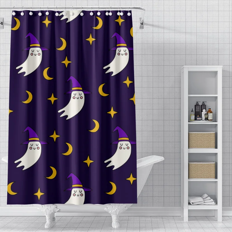 Cortinas de ducha para decoración del hogar, tela impermeable para baño, estilo nórdico moderno, sala de estar, Halloween, Otoño, calabaza