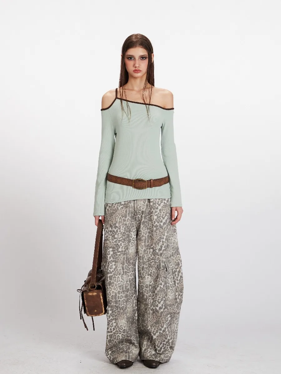 

Decollete Bare-shoulder Basic Sexy Fitness Long Sleeve Slim Fit Office Elegant Tops for Women Girls Inner Tshirts Winter Spring