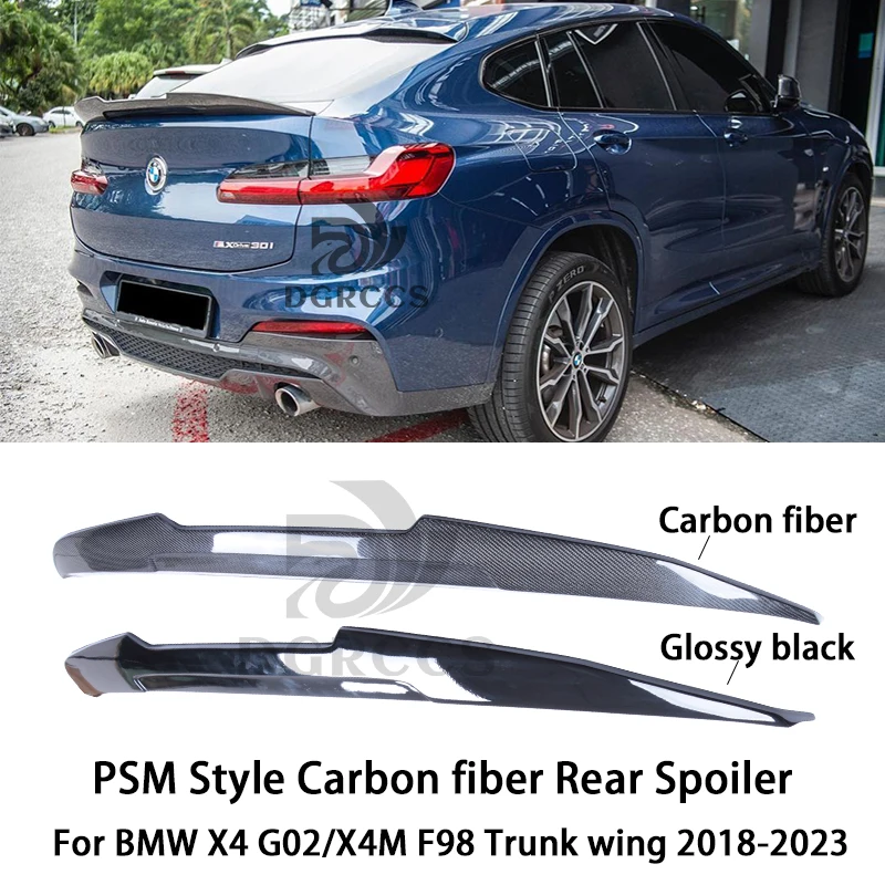 

For BMW X4 G02/X4M F98 PSM Style Carbon fiber Rear Spoiler Trunk wing 2018-2023 Carbon fiber Glossy black