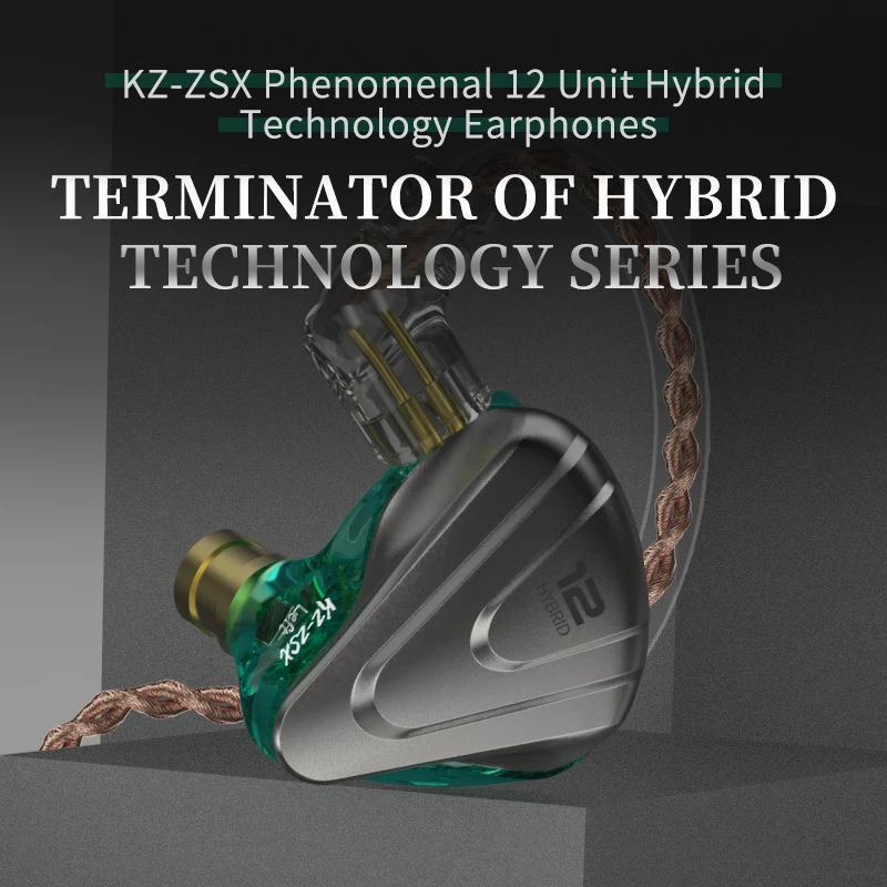 سماعة رأس معدنية KZ ZSX Terminator 5BA + 1DD Hybrid 12 برامج تشغيل HIFI Bass سماعات أذن داخل الأذن سماعات إلغاء الضوضاء