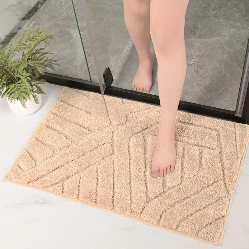 Thick Microfiber Bath Mat High Quality Non-slip Absorbent Bathroom Rug with High Low Pile Design and Comfortable Foot Feeling