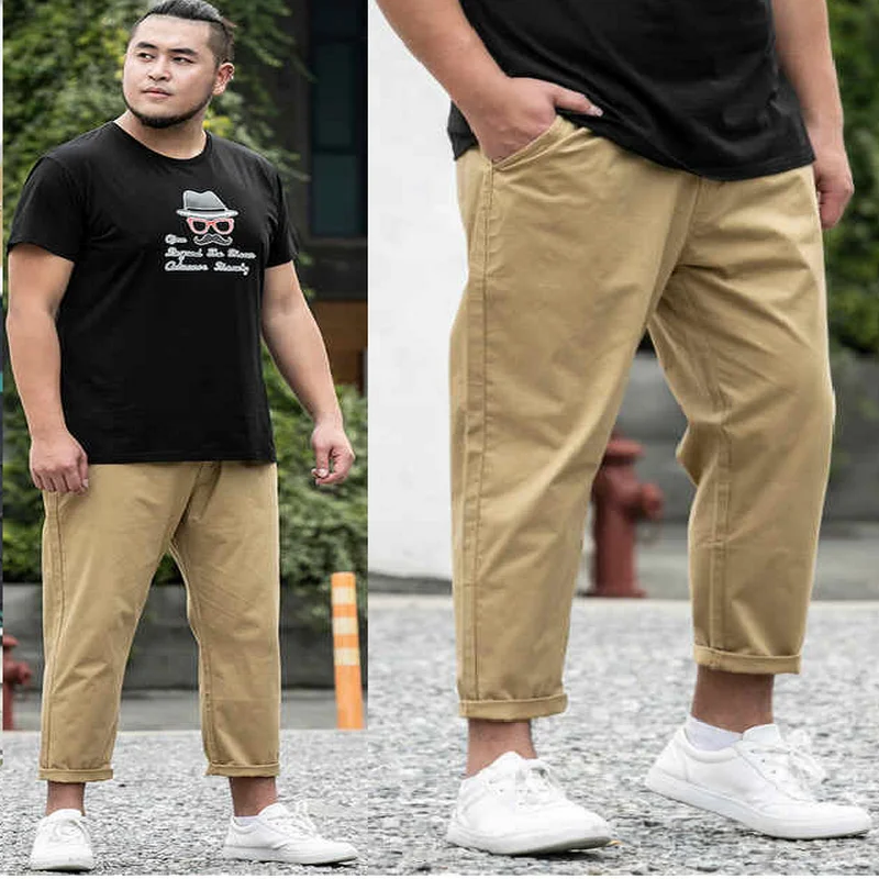 Men Casual Harem Pants Elastic Force Joggers Trousers Male Baggy Tapered Pants Ankle-Lehgth Trousers